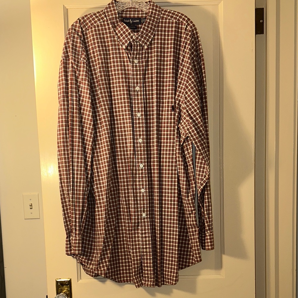 Ralph Lauren Men's 3XLT Red & White Plaid Shirt